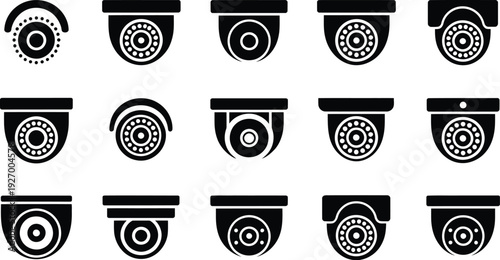CCTV camera icon set