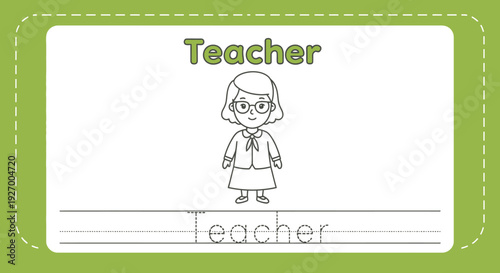 Teacher coloring page for kids. Educational worksheet.