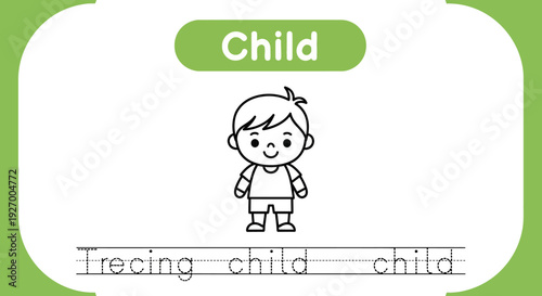 Tracing Child: Educational Worksheet for Kids
