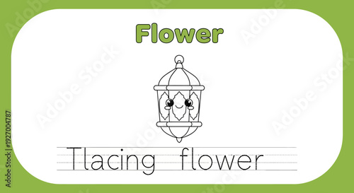 Tracing flower worksheet for kids learning