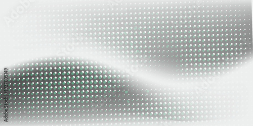 Dark dots particles wave pattern 3D curve halftone black gradient curve shape isolated on white background. Texture