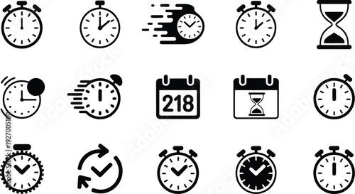 Time and schedule icon set