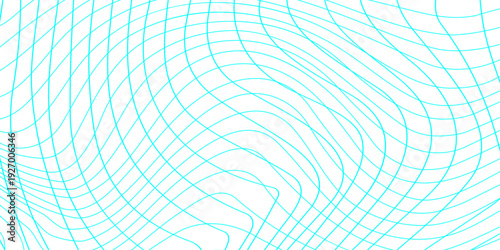 Abstract cyan blue wavy grid line texture background, distorted wireframe mesh pattern on white background, modern digital topography and tech texture.