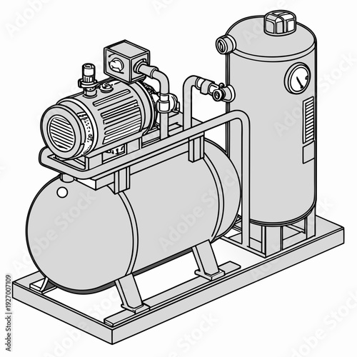 Industrial air compressor machine with tank