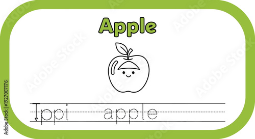 Apple tracing worksheet for kids education