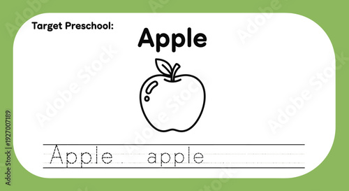 Apple tracing worksheet for preschool kids
