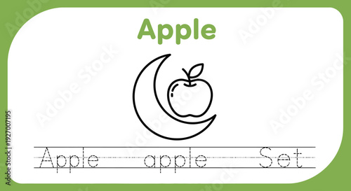 Apple tracing worksheet for preschool education