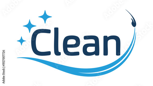 Logo design representing cleanliness and purity with a stylized water droplet and stars