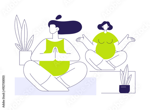 Prenatal yoga abstract concept vector illustration.