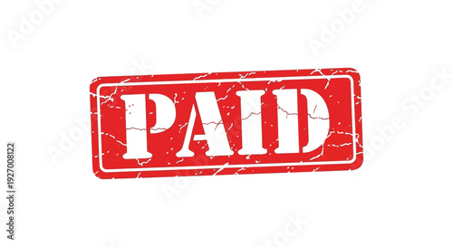 A distressed red stamp displaying the word paid in bold white lettering a graphic silhouette high quality professional