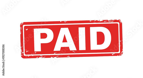 A vibrant red stamp boldly declares paid against a white backdrop a striking silhouette high quality professional detailed