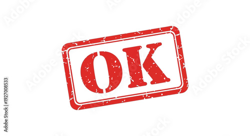A distressed red stamp displaying the letters ok symbolizing approval or confirmation silhouette high quality professional detailed modern