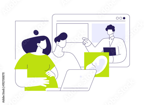 Online birth classes abstract concept vector illustration.