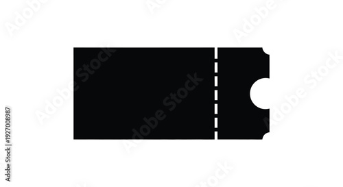 A stark black silhouette of a ticket stub featuring a partially torn edge silhouette high quality professional detailed