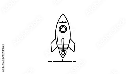 Thin line rocket icon outline vector isolated on white background editable stroke for app and website UI