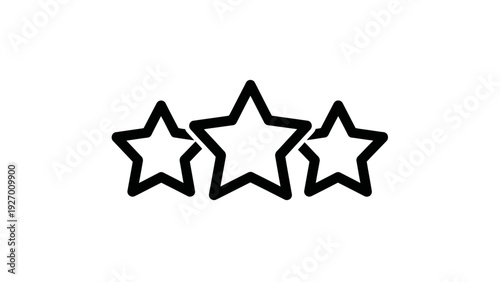 Three Outline Stars Icon Representing Rating, Quality, Success, and Positive Feedback for Reviews and Awards.