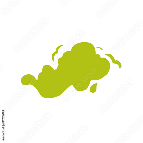 Stinky smoke. Green fumes, poisonous gas, bad breath, fart smell, clouds of stench, foul odor. Vector Ilustration