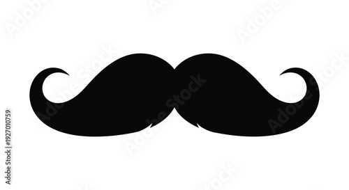 A striking black silhouette of a classic handlebar mustache against a plain white backdrop silhouette high quality professional