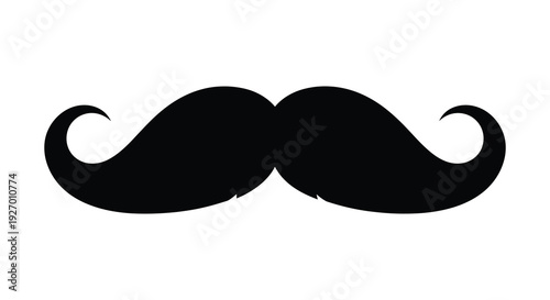 A striking black silhouette of a handlebar mustache against a plain white background silhouette high quality professional detailed