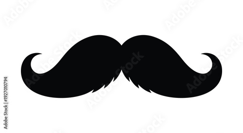 A striking bold black mustache graphic stands out against a plain white background a clean silhouette high quality