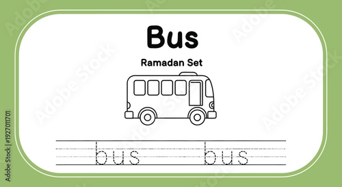 Bus Ramadan Set Coloring Page for Kids