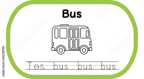 Bus tracing worksheet for kids, learning to write