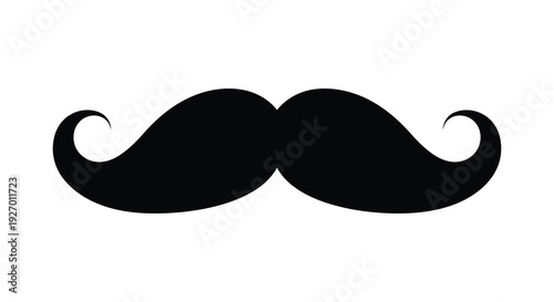 A striking black silhouette of a classic handlebar mustache against a plain white background silhouette high quality professional
