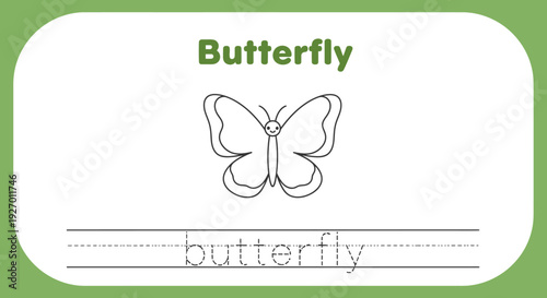 Butterfly tracing worksheet for kids. Printable activity page.