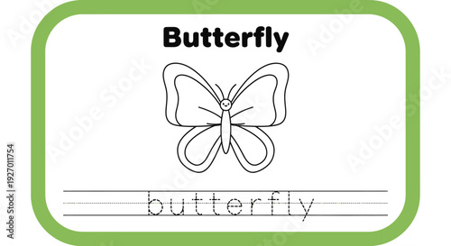 Butterfly tracing worksheet for kids, coloring page