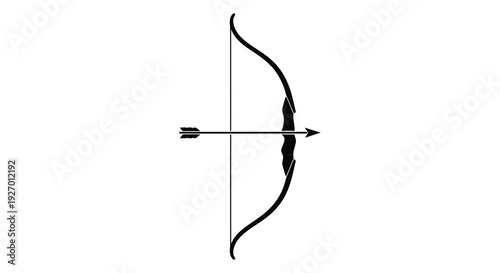 A striking black silhouette depicts a traditional recurve bow with an arrow showcasing archery silhouette high quality professional