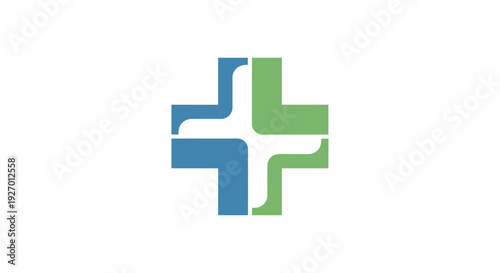 Blue and Green Medical Cross Symbol.