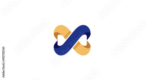 Blue and Yellow Interconnected Loop Design Element.
