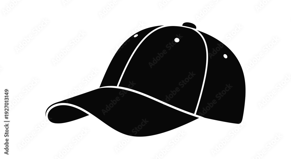 Fototapeta premium A stark black silhouette of a classic baseball cap emphasizing its form and design silhouette high quality professional