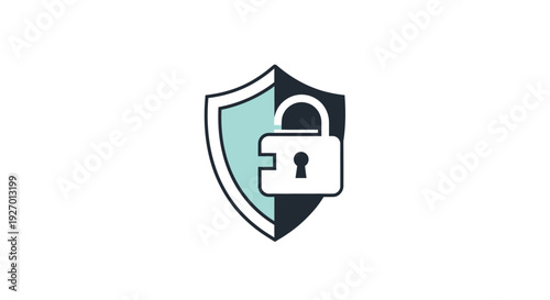 Shield with Lock Icon Security Protection.