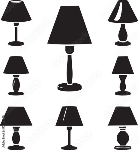 Set of modern decorative table lamps illustration vector