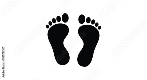 A stark black and white image depicting two human footprints displayed as a striking silhouette high quality professional
