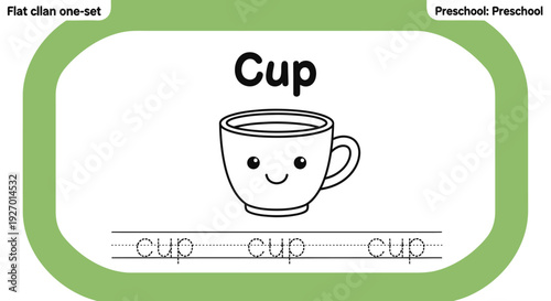 Cup tracing worksheet for preschool education