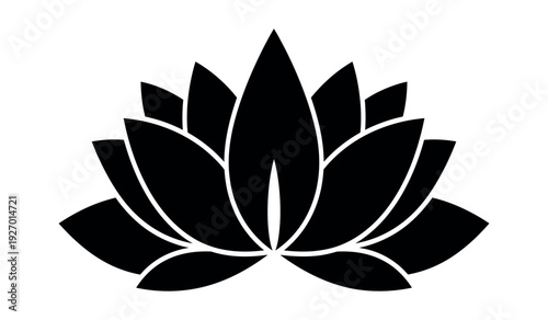 Black lotus flower icon for design and decoration purposes
