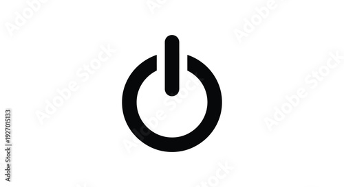 A stark black power button icon against a white background representing control and activation silhouette high quality professional