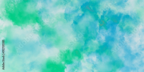 Natural sky beautiful blue and white texture background. Creative and painted cloudy sky blue watercolor background. Gradient color splashing on textured paper. 