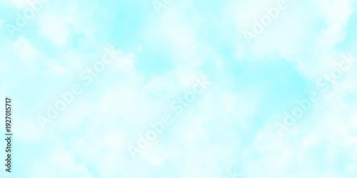 Natural sky beautiful blue and white texture background. Creative and painted cloudy sky blue watercolor background. Gradient color splashing on textured paper. 