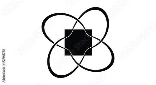 Abstract black shapes interlock within a white space forming an intriguing modern design silhouette high quality professional detailed