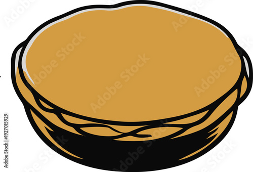  Minimalist frozen hash brown patty vector sticker, bold black thick clean outline, pure white background, isolated object 2