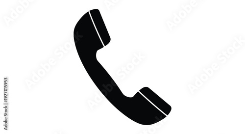 A stark black silhouette of a classic telephone handset against a white background silhouette high quality professional detailed