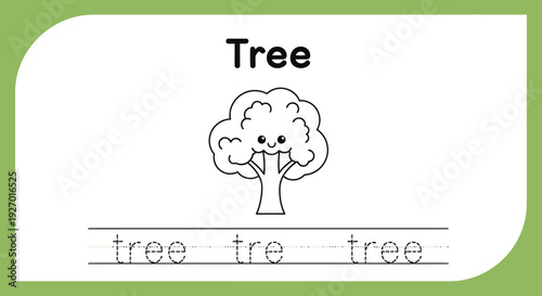Cute Tree Tracing Worksheet for Kids Learning