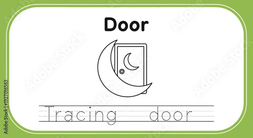 Door tracing worksheet for kids learning