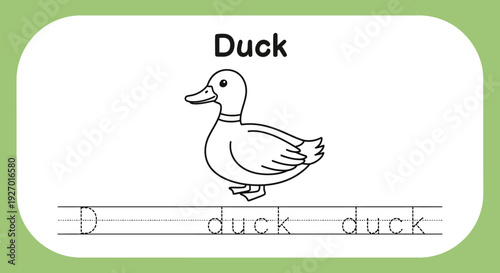 Duck Coloring Page for Kids Learning
