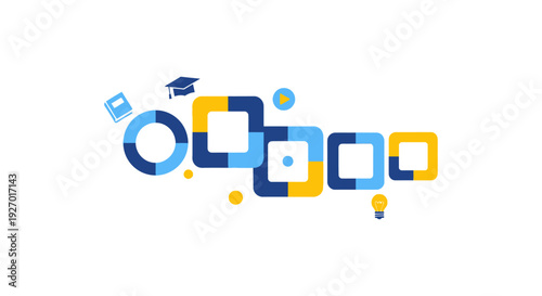 Abstract E-learning and Knowledge Flow Concept Vector Illustration. Digital Education Stages, Innovation Process, and Step-by-Step Training Progress.