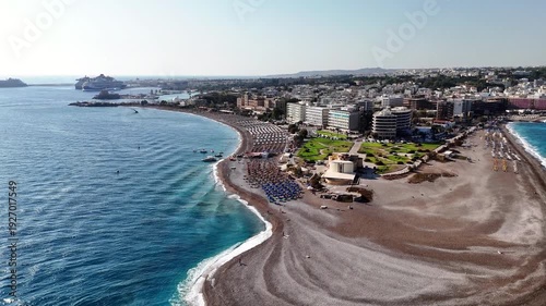 Wallpaper Mural Rodos Greece coastal panorama city beach and harbor on sunny day Torontodigital.ca