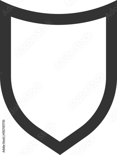 A simple, bold, black shield outline icon representing protection, security, or defense against threats